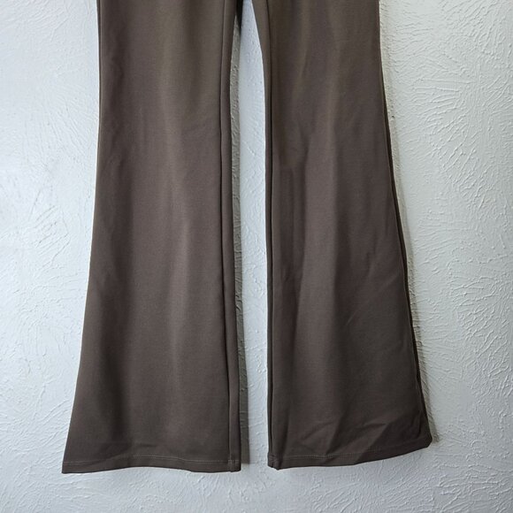 Halara Flare Work Pants M Green High Waisted Dressy Minimalist Pull On Trousers - Picture 4 of 12